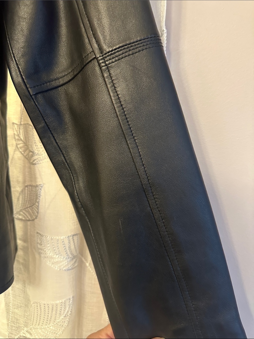 Charter Club Black Leather Moto-Style Zip Jacket - Picture 8 of 16